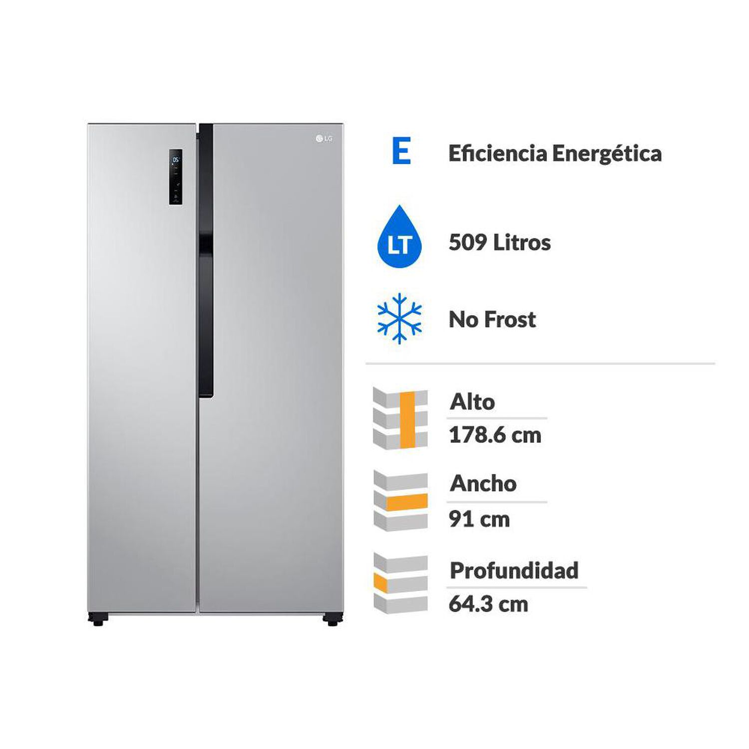 Refrigerador Side by Side LG GS51MPP / No Frost / 509 Litros / E image number 1.0